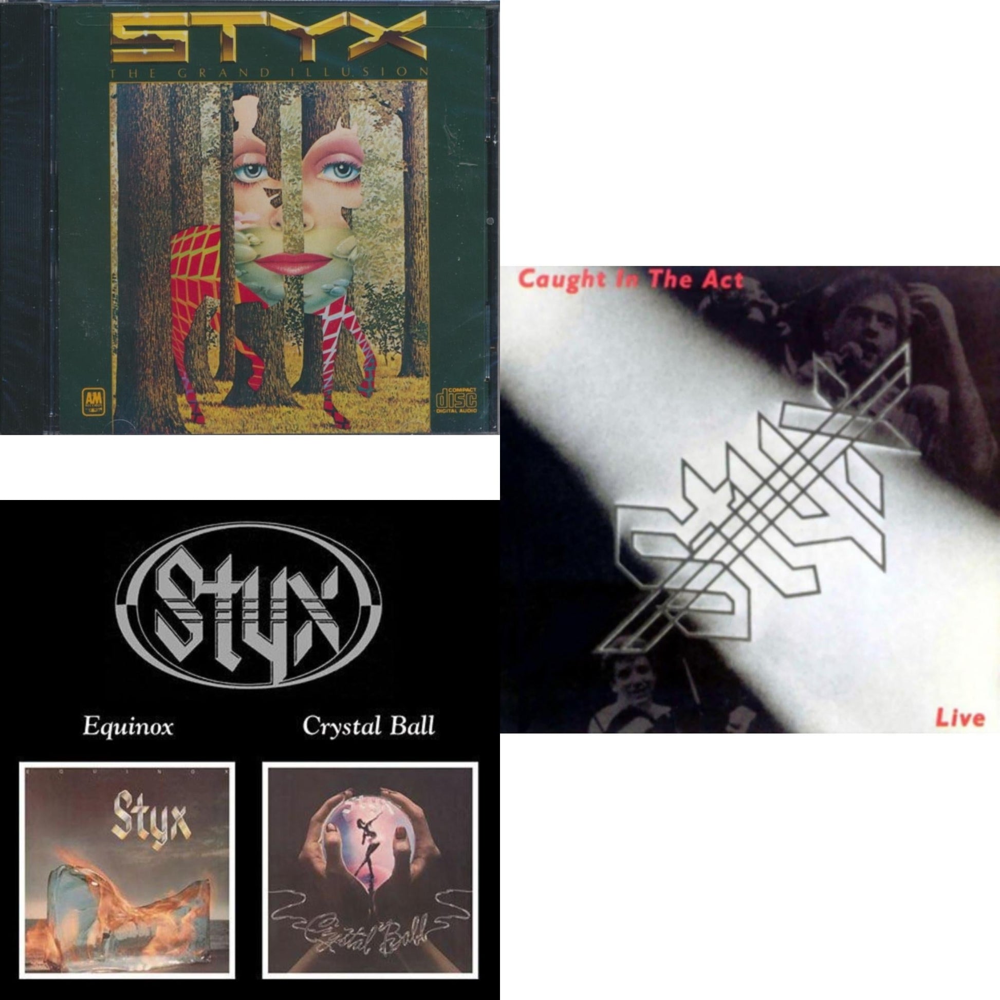 Styx - Grand Illusion & Equinox / Crystal Ball (Remastered) & Caught In The Act Live (Remastered) - CD Bundle