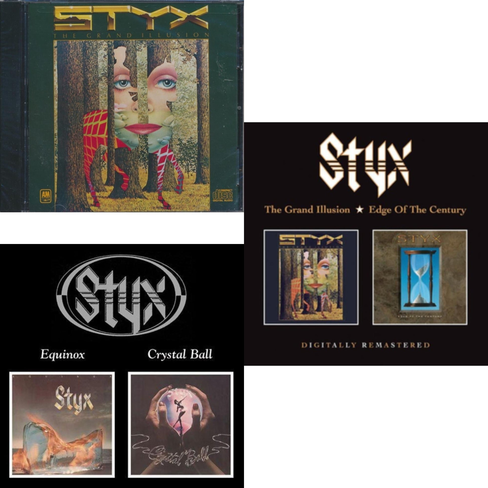 Styx - Grand Illusion & Equinox / Crystal Ball (Remastered) & Grand Illusion / Edgge Of The Century - CD Bundle