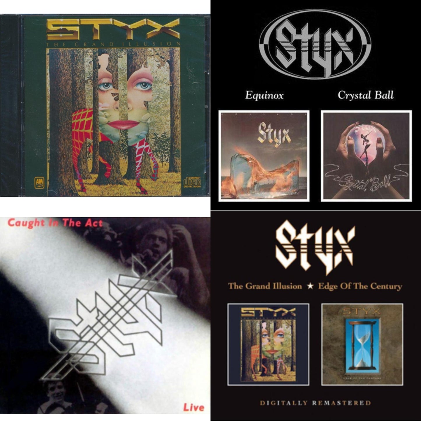 Styx - Grand Illusion & Equinox / Crystal Ball (Remastered) & Caught In The Act Live (Remastered) & Grand Illusion / Edgge Of The Century - CD Bundle