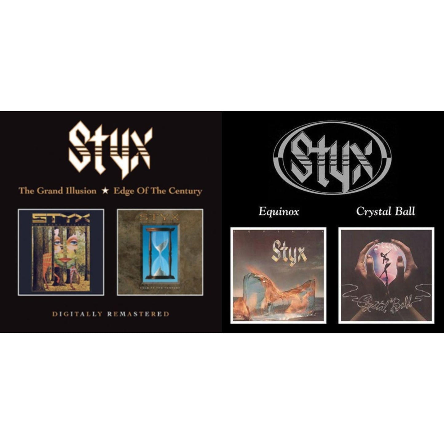 Styx - Equinox / Crystal Ball (Remastered) & Grand Illusion / Edgge Of The Century - CD Bundle