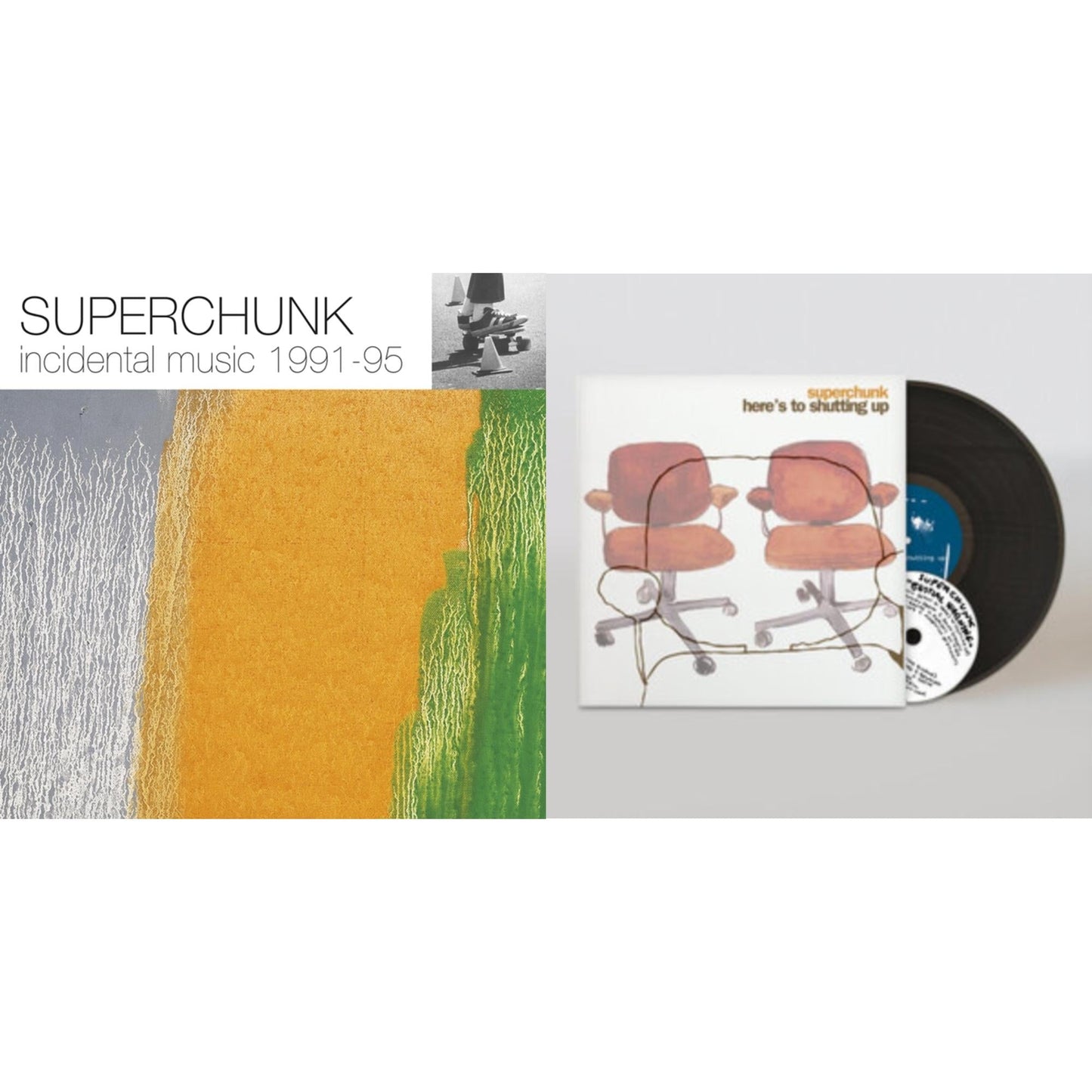 Superchunk - Incidental Music: 1991 - 1995 (Reissue/2LP/1-Green/2-Orange Vinyl) & Here's To Shutting Up (LP/CD/Dl Card)
