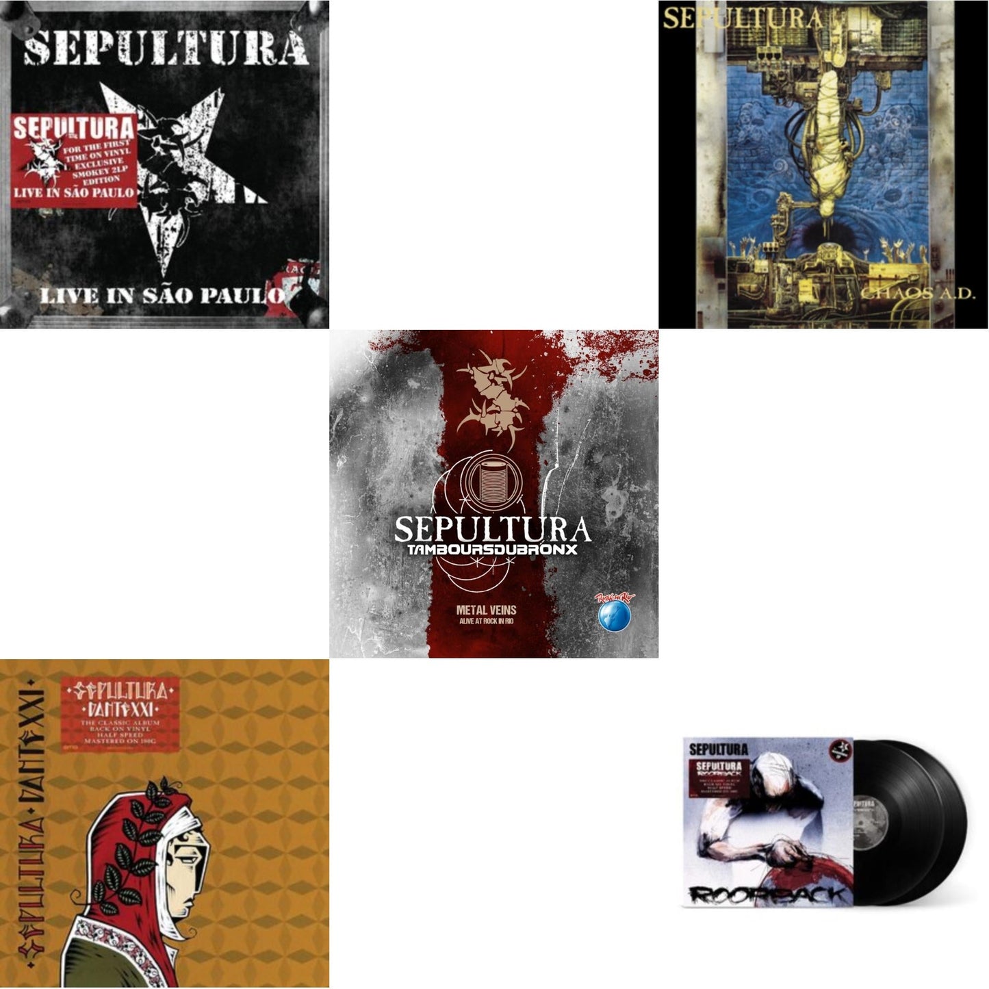 Sepultura - Chaos A.D. (Expanded Edition/2LP) & Metal Veins - Alive At Rock In Rio (Limited/2LP) & Roorback & Dante Xxi & Live In Sao Paulo (2LP)