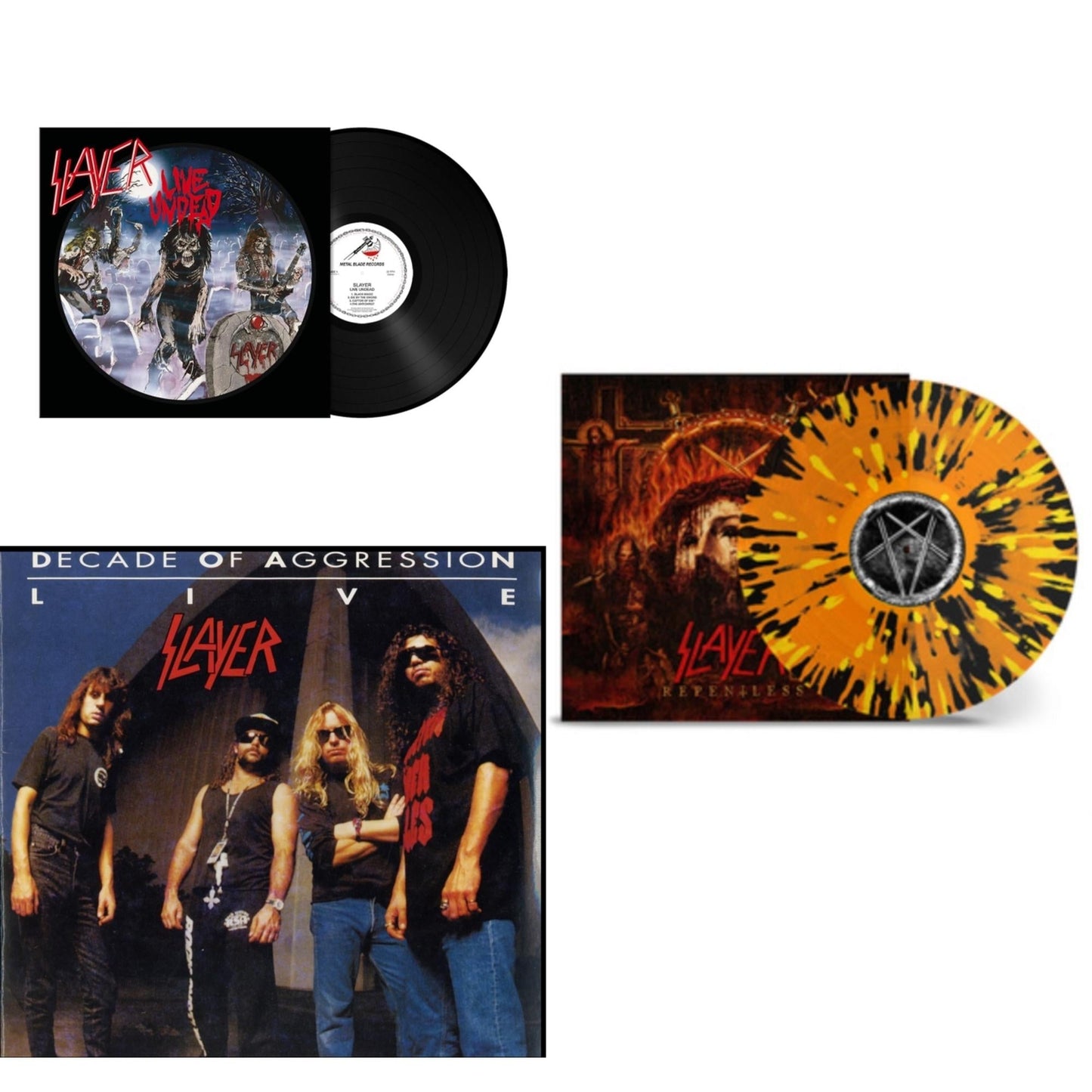 Slayer - Live Undead (180G) & Live: Decade Of Aggression & Repentless (Trans Orange Yellow Black Splatter LP Vinyl)