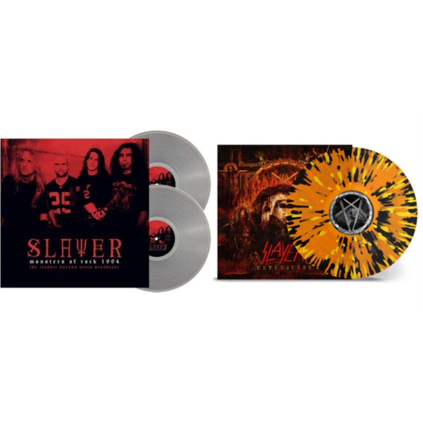 Slayer - Repentless (Trans Orange Yellow Black Splatter LP Vinyl) & Monsters Of Rock 1994 (2LP/140G/Clear Vinyl)