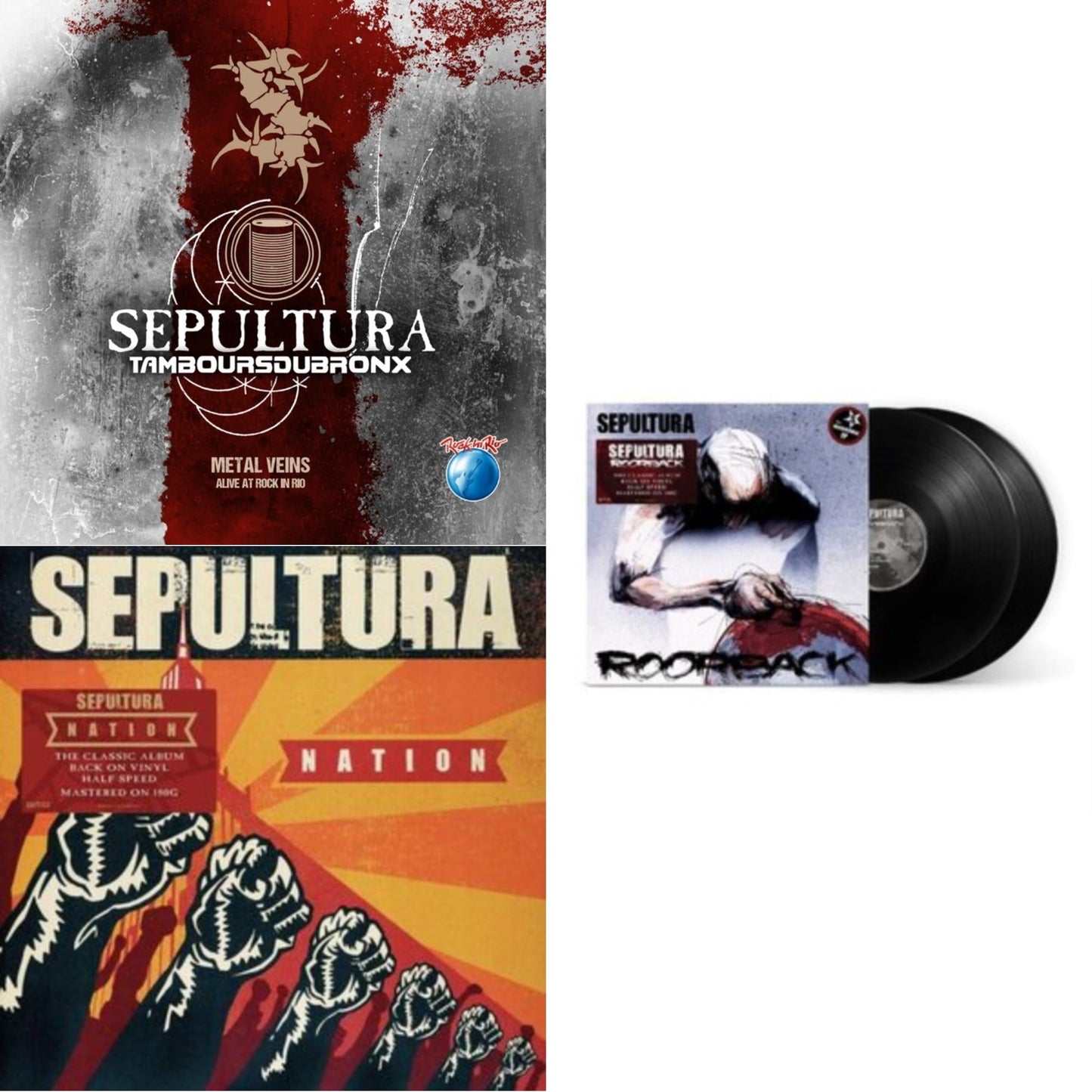 Sepultura - Metal Veins - Alive At Rock In Rio (Limited/2LP) & Nation (2LP) & Roorback