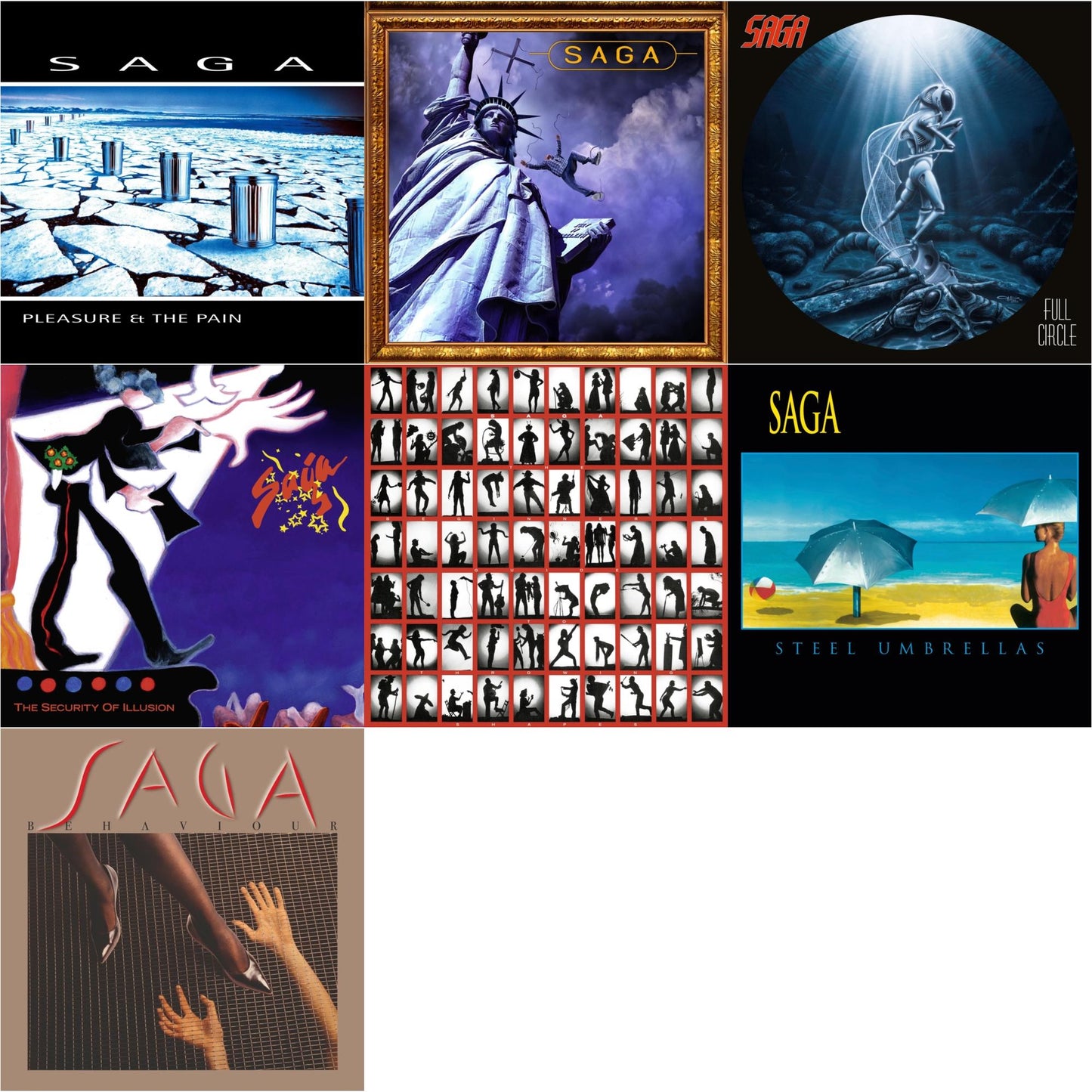 Saga - Pleasure & The Pain & Generation 13 (2LP) & Full Circle (2021 Reissue) & Security Of Illusion (180G/Remastered) & Beginner's Guide To Throwing Shapes (180G/Remastered) & Steel Umbrellas & Behaviour