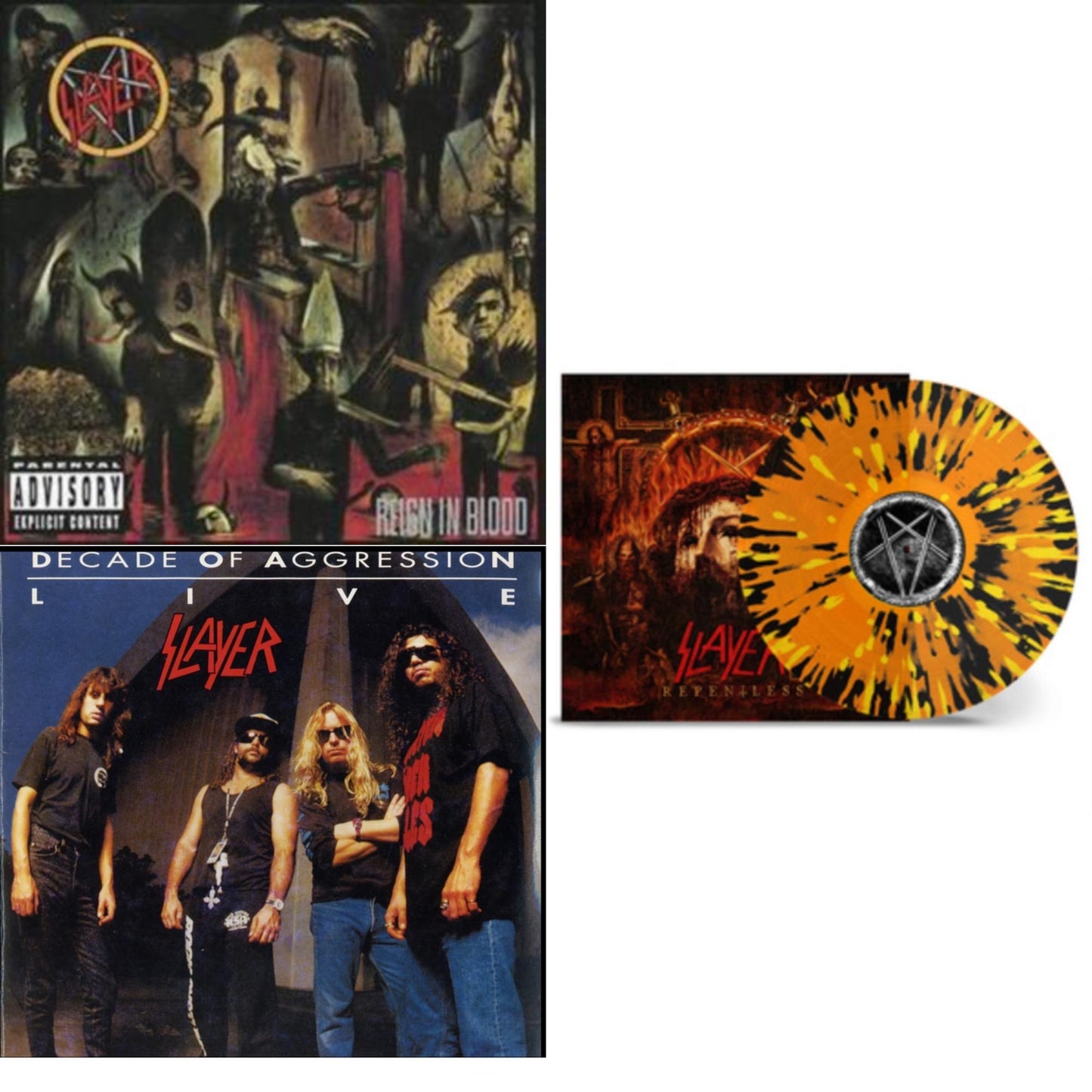Slayer - Live: Decade Of Aggression & Reign In Blood & Repentless (Trans Orange Yellow Black Splatter LP Vinyl)