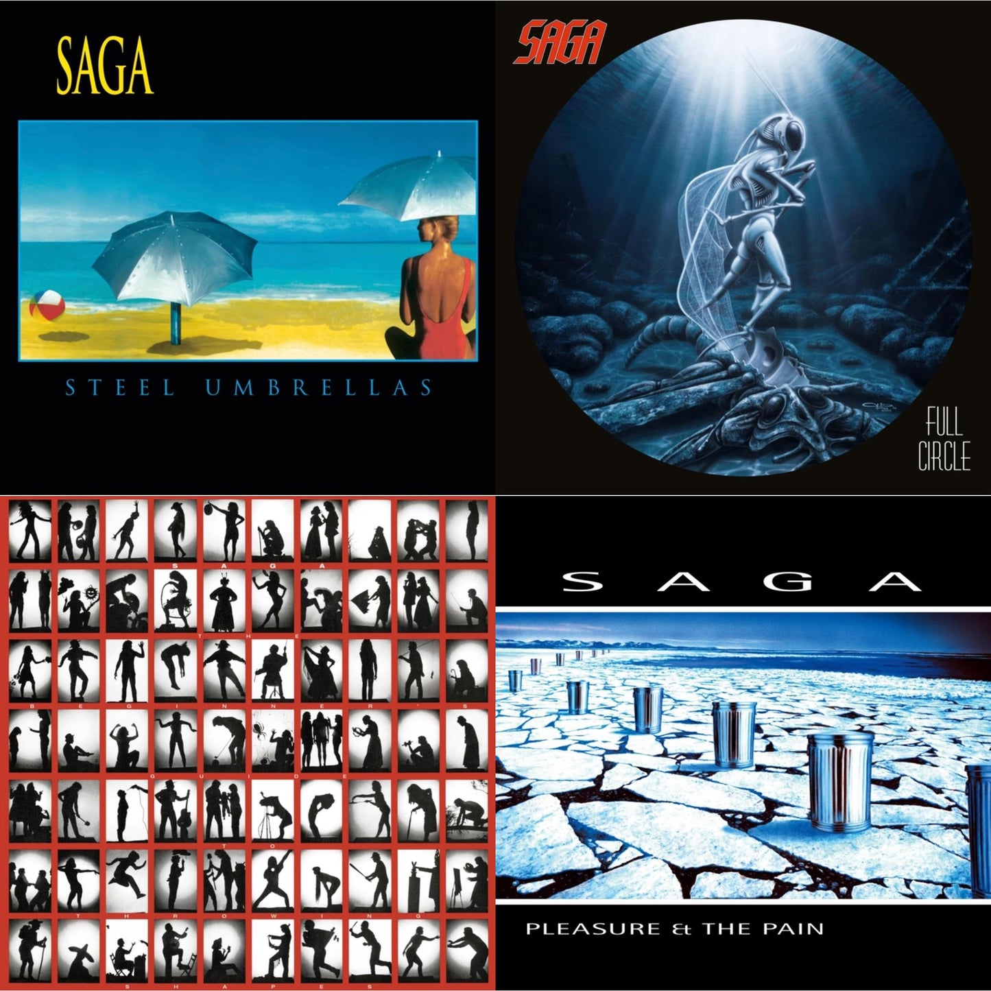 Saga - Steel Umbrellas & Full Circle (2021 Reissue) & Beginner's Guide To Throwing Shapes (180G/Remastered) & Pleasure & The Pain - LP Vinyl Bundle