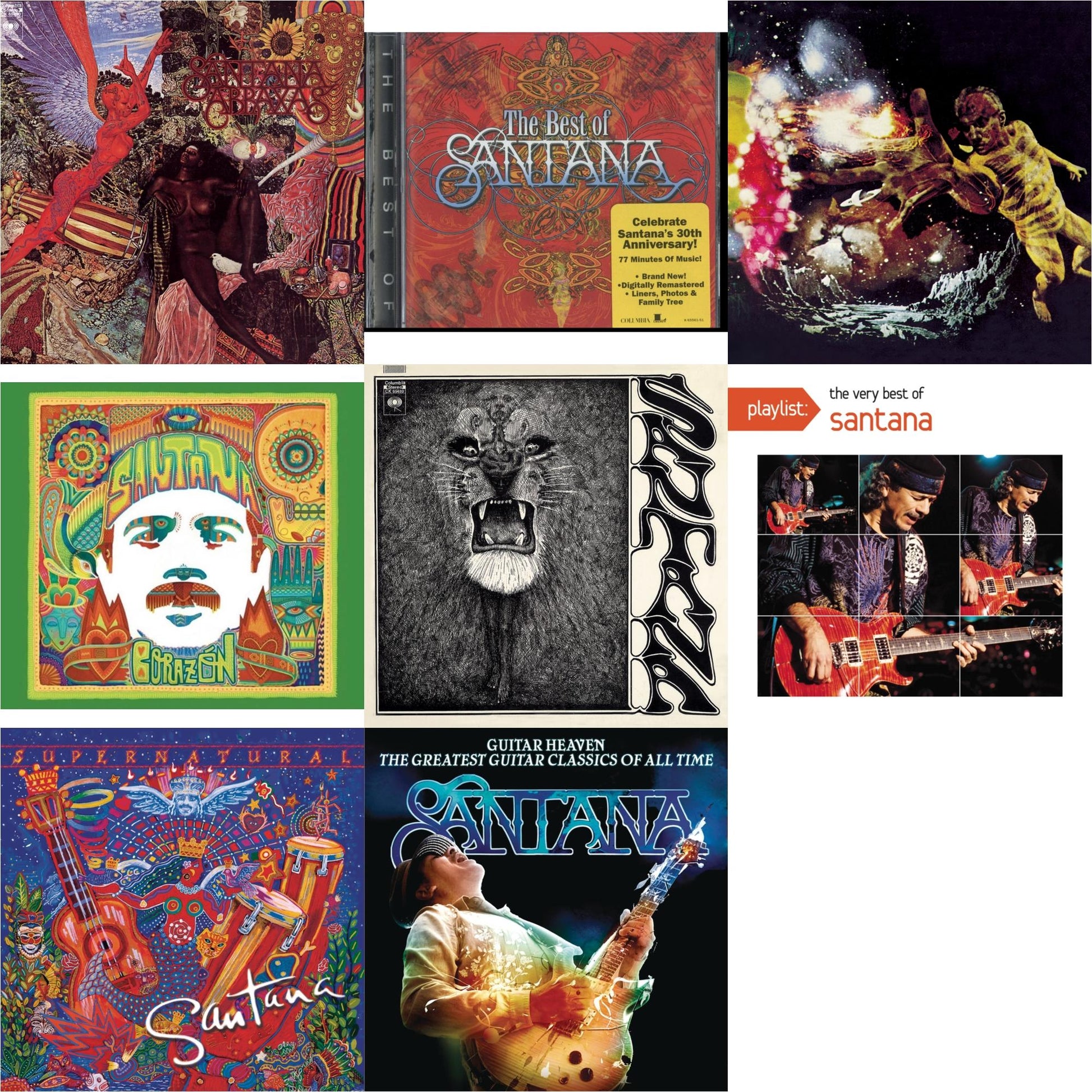 Santana - Abraxas & Best Of Santana & Santana Iii & Corazon & Santana & Playlist: Very Best Of Santana & Supernatural & Guitar Heaven: Greatest Guitar Classics Of All Time - CD Bundle