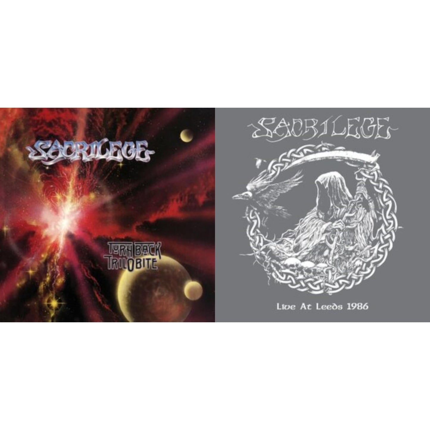 Sacrilege - Turn Back Trilobite (Clear/Red Splatter LP Vinyl/12Inch) & Live Leeds 1986 (Clear/Black Splatter LP Vinyl)