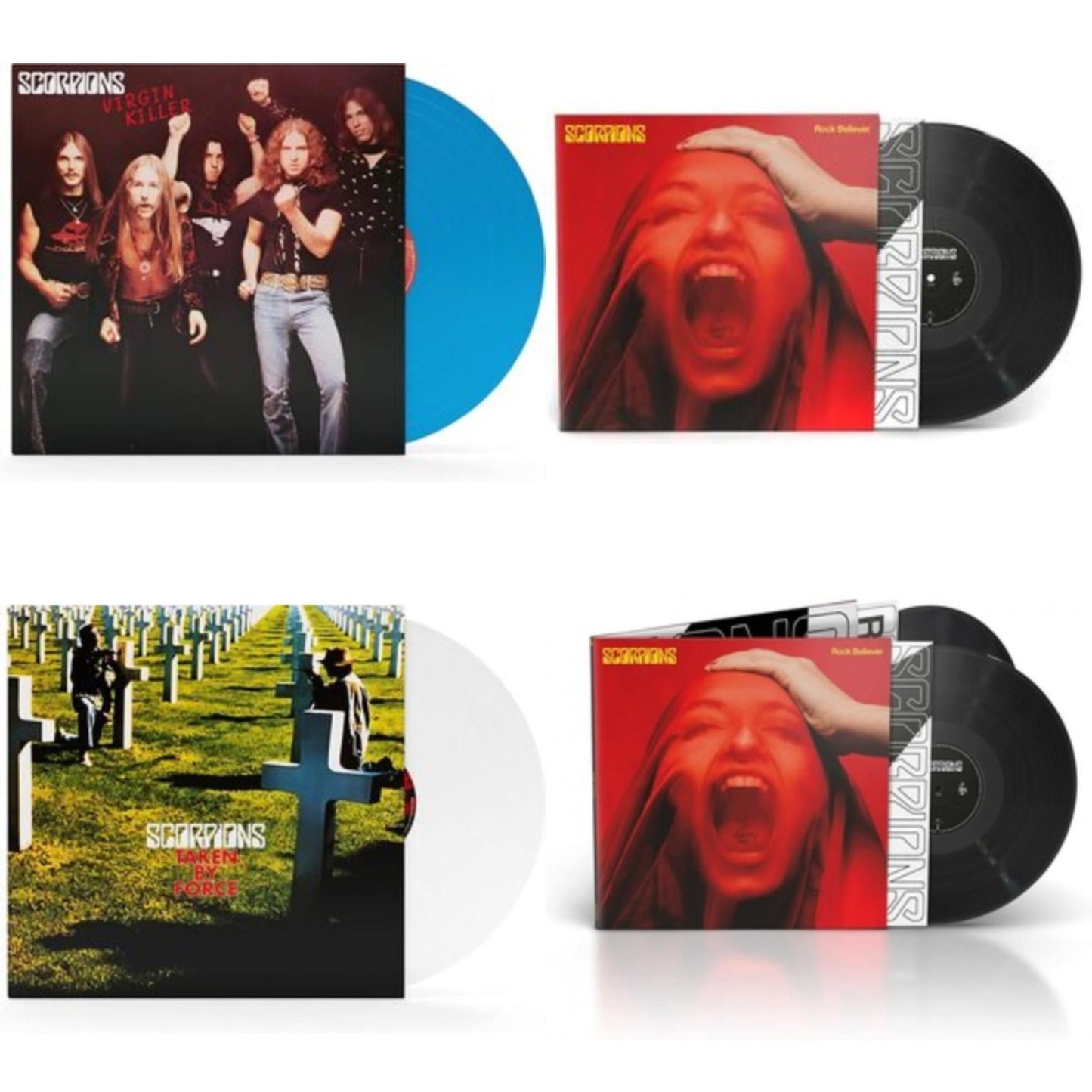 Scorpions - Virgin Killer (180G/Sky Blue LP Vinyl) & Rock Believer & Taken By Force (180G/White LP Vinyl) & Rock Believer (Deluxe/180G/2LP/Limited)