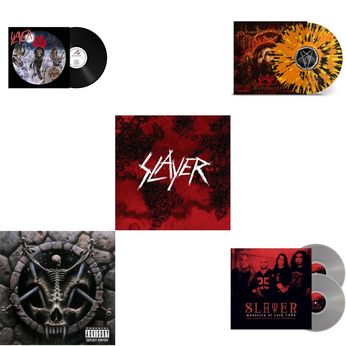 Slayer - Live Undead (180G) & Divine Intervention & World Painted Blood & Repentless (Trans Orange Yellow Black Splatter LP Vinyl) & Monsters Of Rock 1994 (2LP/140G/Clear Vinyl)