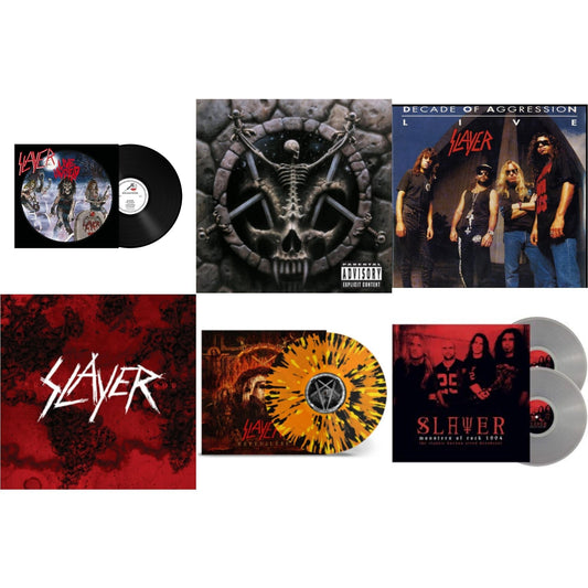 Slayer - Live Undead (180G) & Divine Intervention & Live: Decade Of Aggression & World Painted Blood & Repentless (Trans Orange Yellow Black Splatter LP Vinyl) & Monsters Of Rock 1994 (2LP/140G/Clear Vinyl)