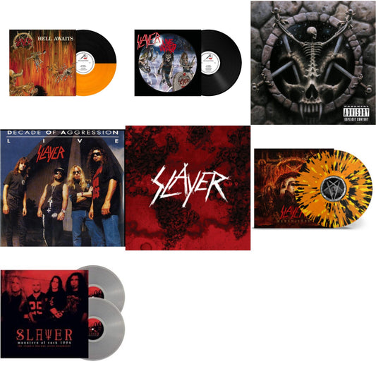 Slayer - Hell Awaits (Transparent Orange & Black Split LP Vinyl) & Live Undead (180G) & Divine Intervention & Live: Decade Of Aggression & World Painted Blood & Repentless (Trans Orange Yellow Black Splatter LP Vinyl) & Monsters Of Rock 1994