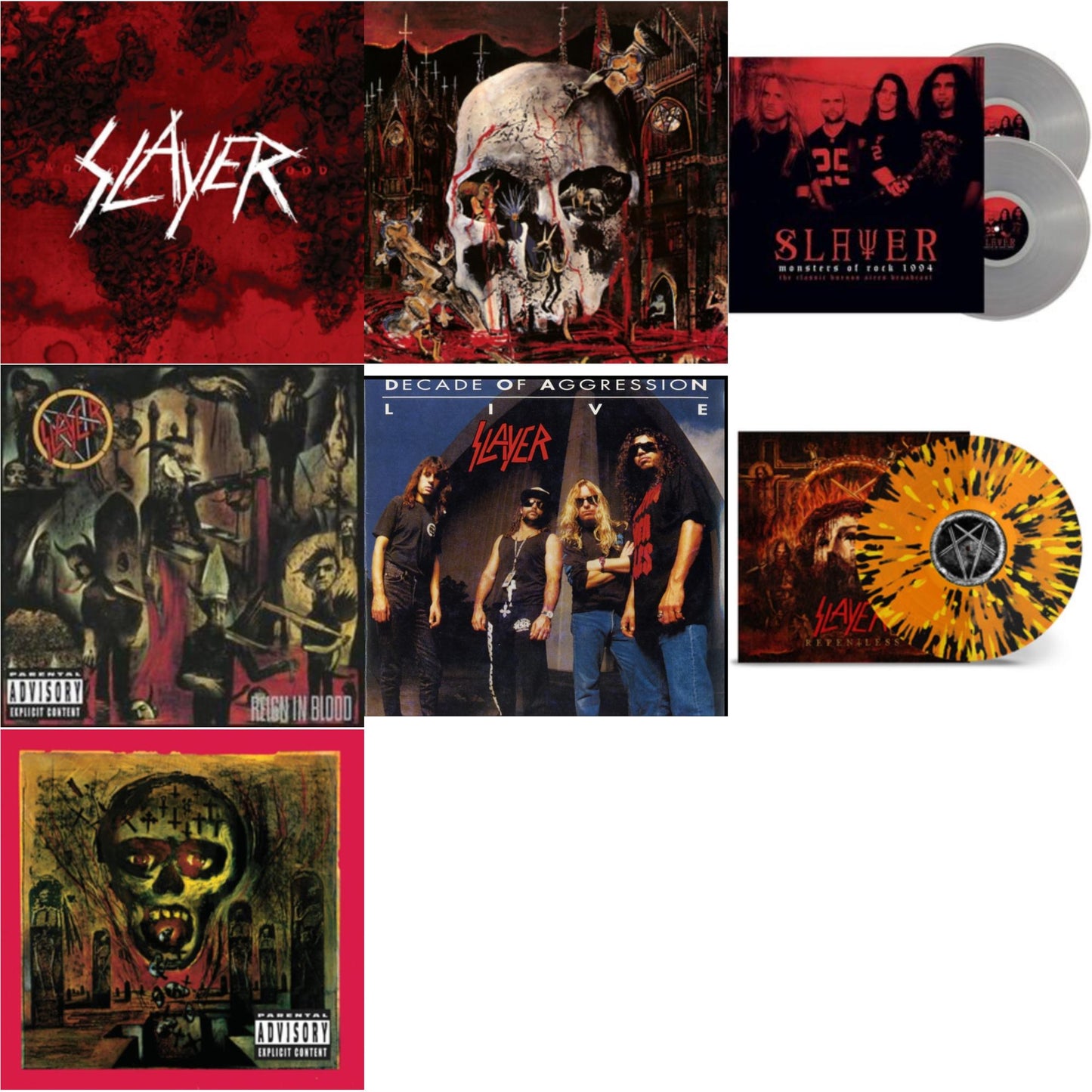 Slayer - Live: Decade Of Aggression & Reign In Blood & Seasons In Abyss & South Of Heaven & World Painted Blood & Repentless (Trans Orange Yellow Black Splatter LP Vinyl) & Monsters Of Rock 1994 (2LP/140G/Clear Vinyl)