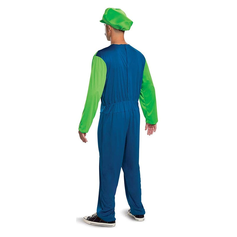Super Mario Adult Costume with Hat and Mustache