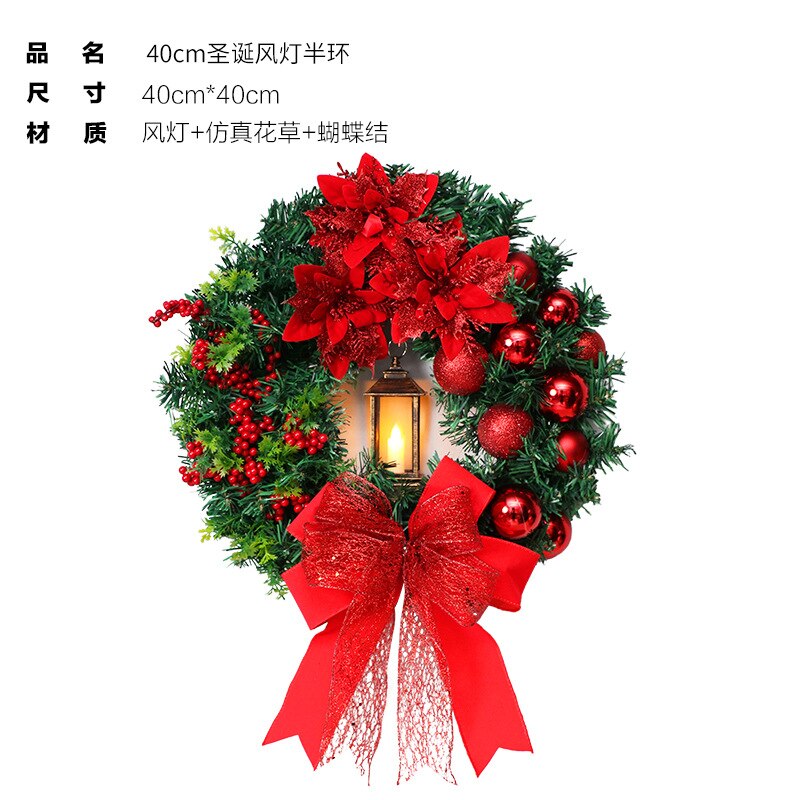 Elegant Red Christmas Wreath Champagne Gold Christmas Wreath Window Door Wall Ornament Decorations Home Halloween Decor Gifts