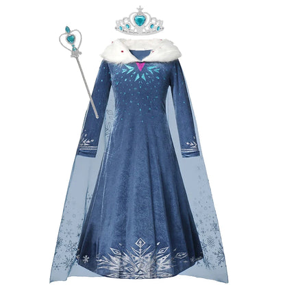 Disney Frozen Princess Elsa Dress Girl Cosplay Costume