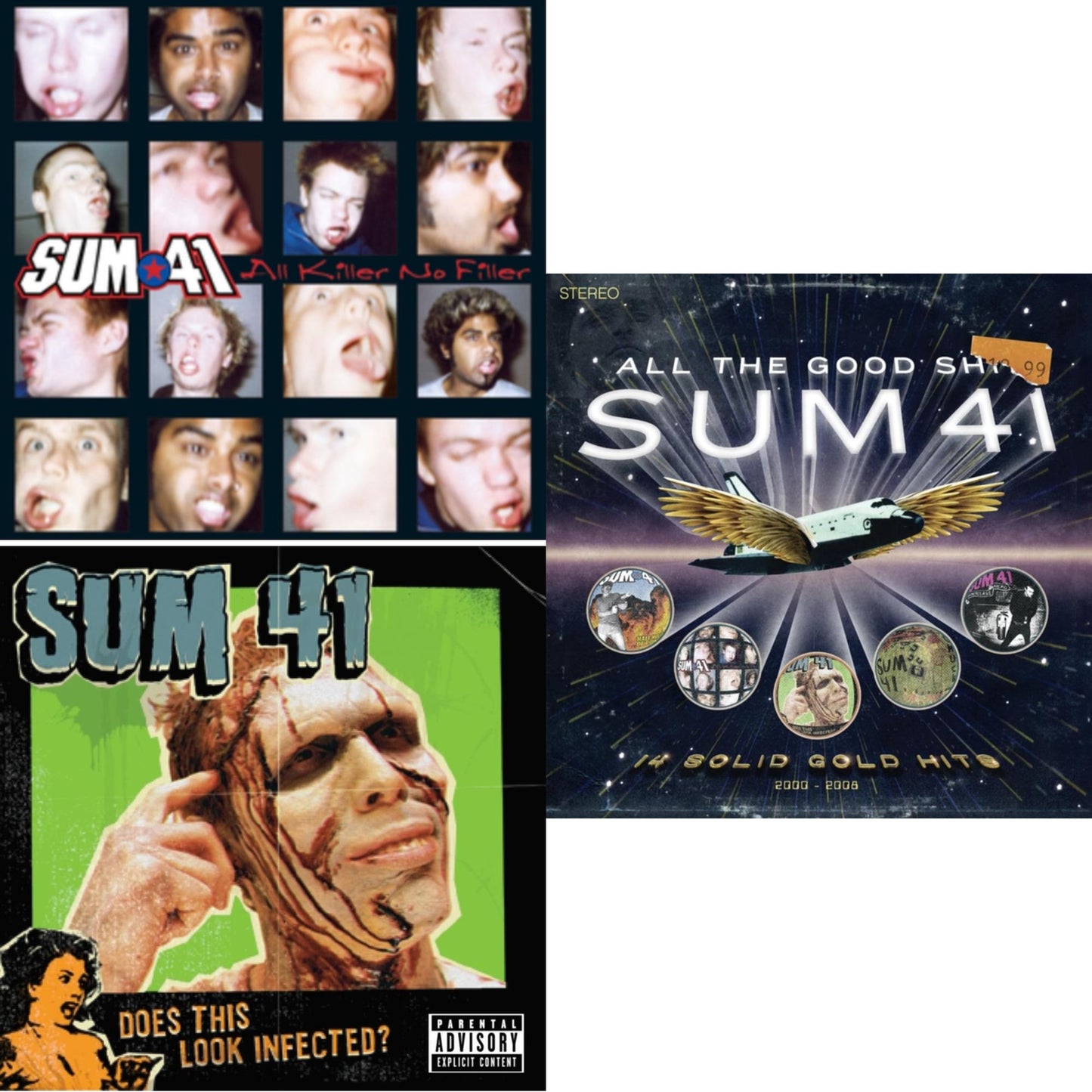 Sum 41 - All Killer No Filler & Does This Look Infected? (Green & Blue LP Vinyl) & All The Good Sh**: 14 Solid Gold Hits 2001-2008