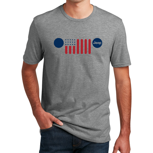 Jeep® Flag Grille Mens T Shirt Triblend Grey