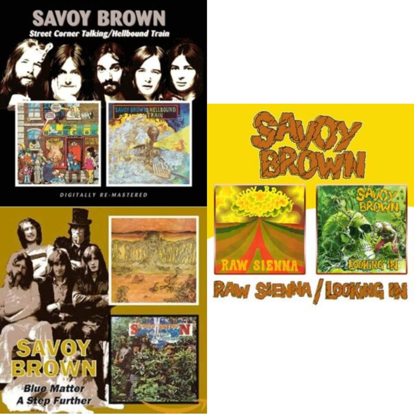 Savoy Brown - Raw Sienna / Looking In & Blue Matter / Step Further (Remastered) & Street Corner Talking / Hellbound Train (Remastered) - CD Bundle