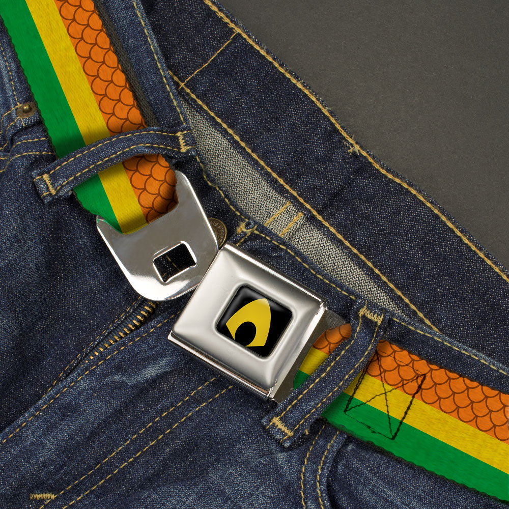 Aquaman Rasta Logo Full Color Black Yellow Seatbelt Belt