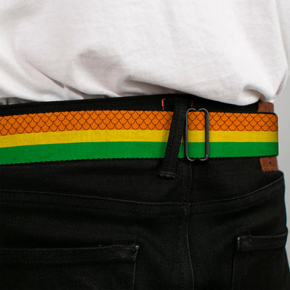 Aquaman Rasta Logo Full Color Black Yellow Seatbelt Belt