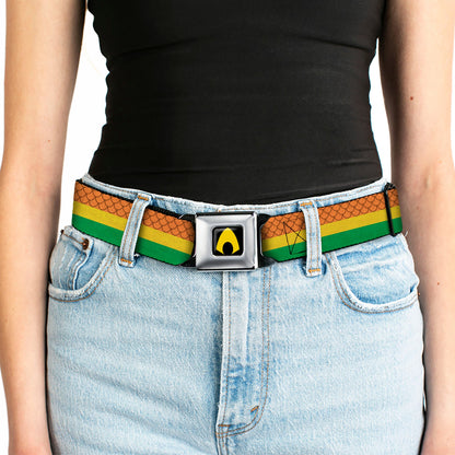 Aquaman Rasta Logo Full Color Black Yellow Seatbelt Belt