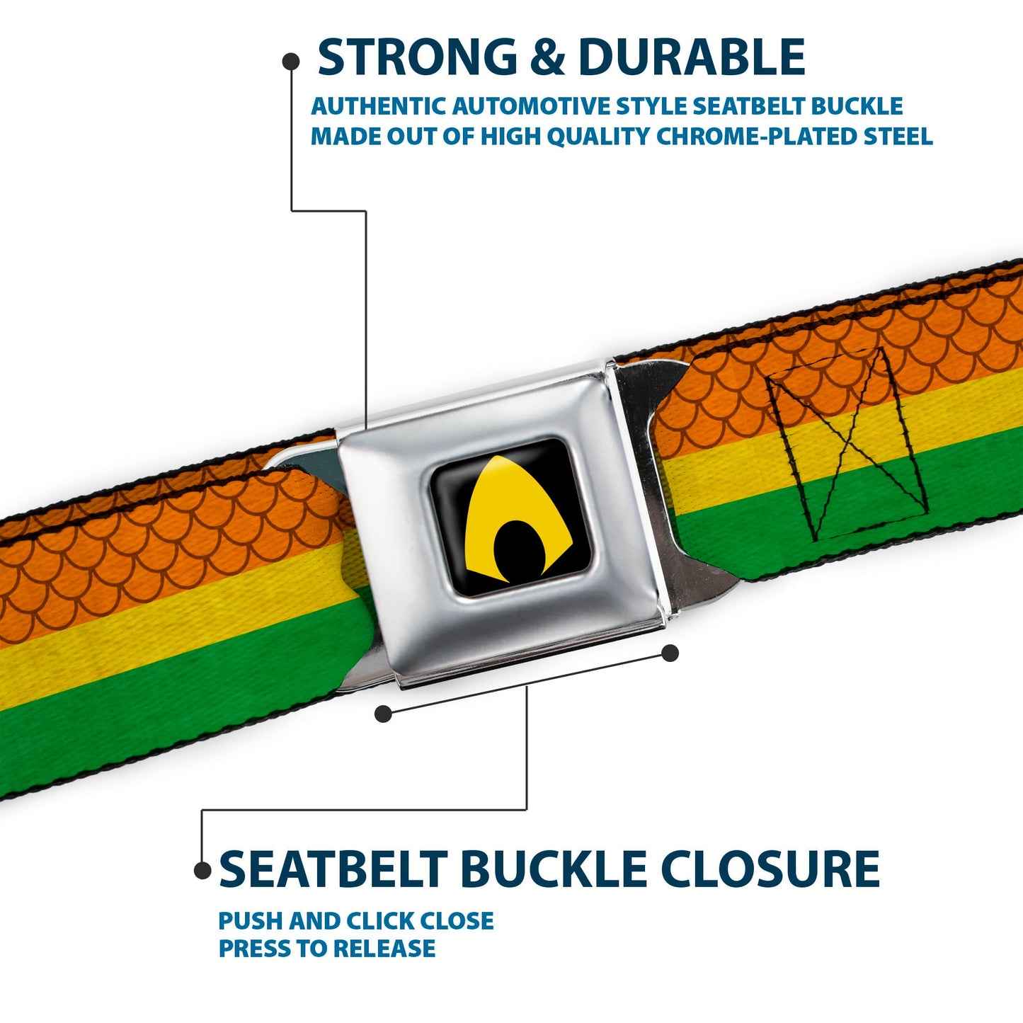 Aquaman Rasta Logo Full Color Black Yellow Seatbelt Belt