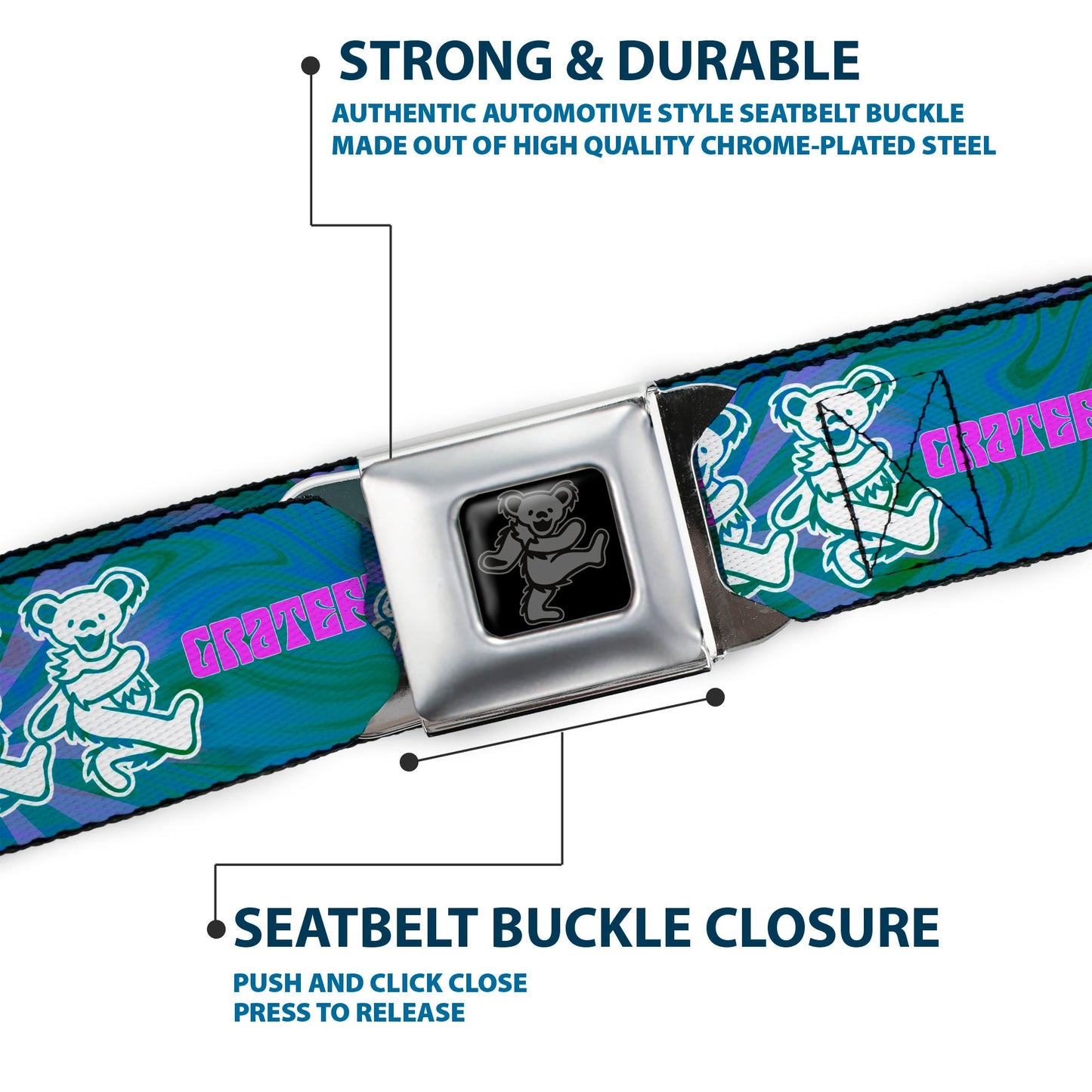 Grateful Dead Dancing Bear Trio Seatbelt Belt