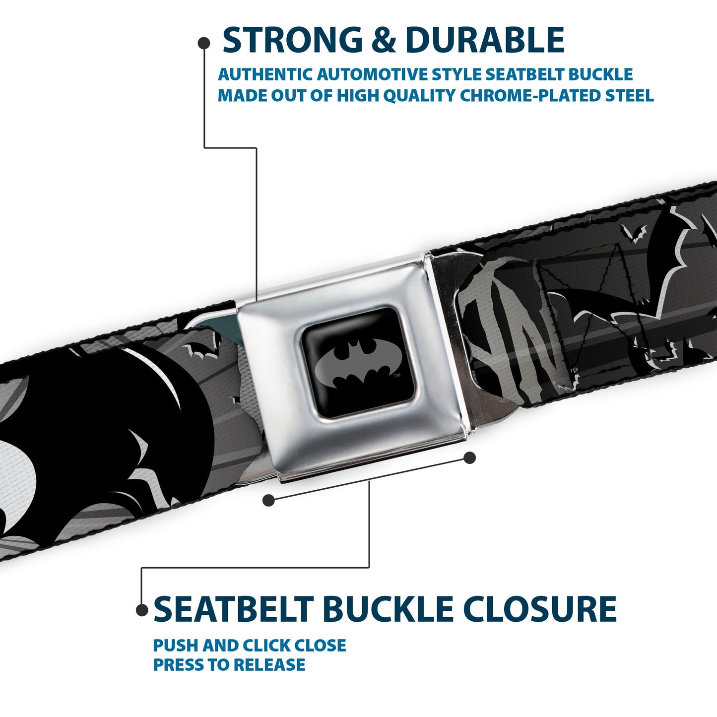 Batman Signals & Flying Bats Seatbelt Belt