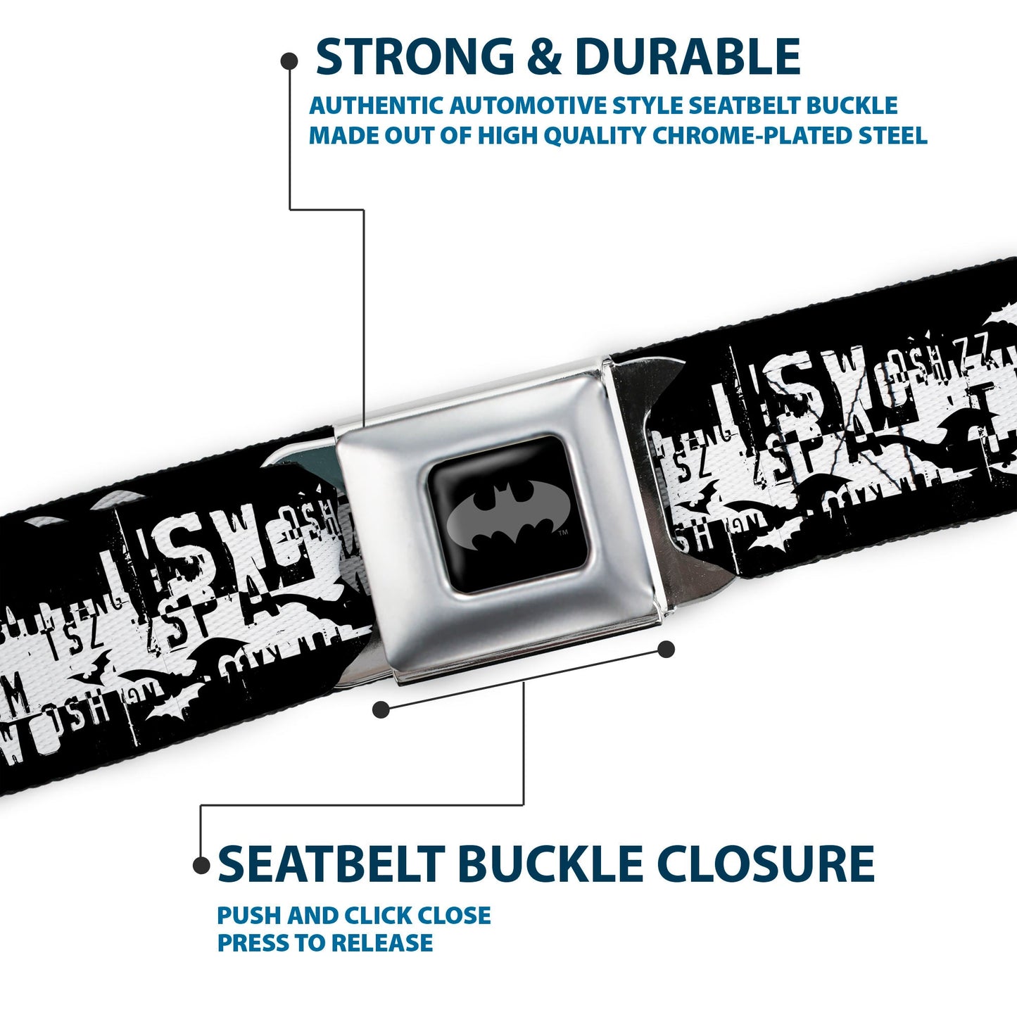 Batman Action Verbiage Seatbelt Belt