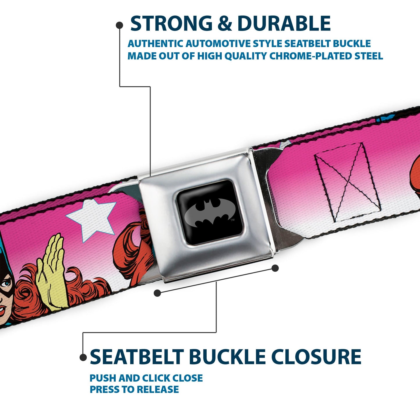 Batman Batgirl Bubble Letters Seatbelt Belt
