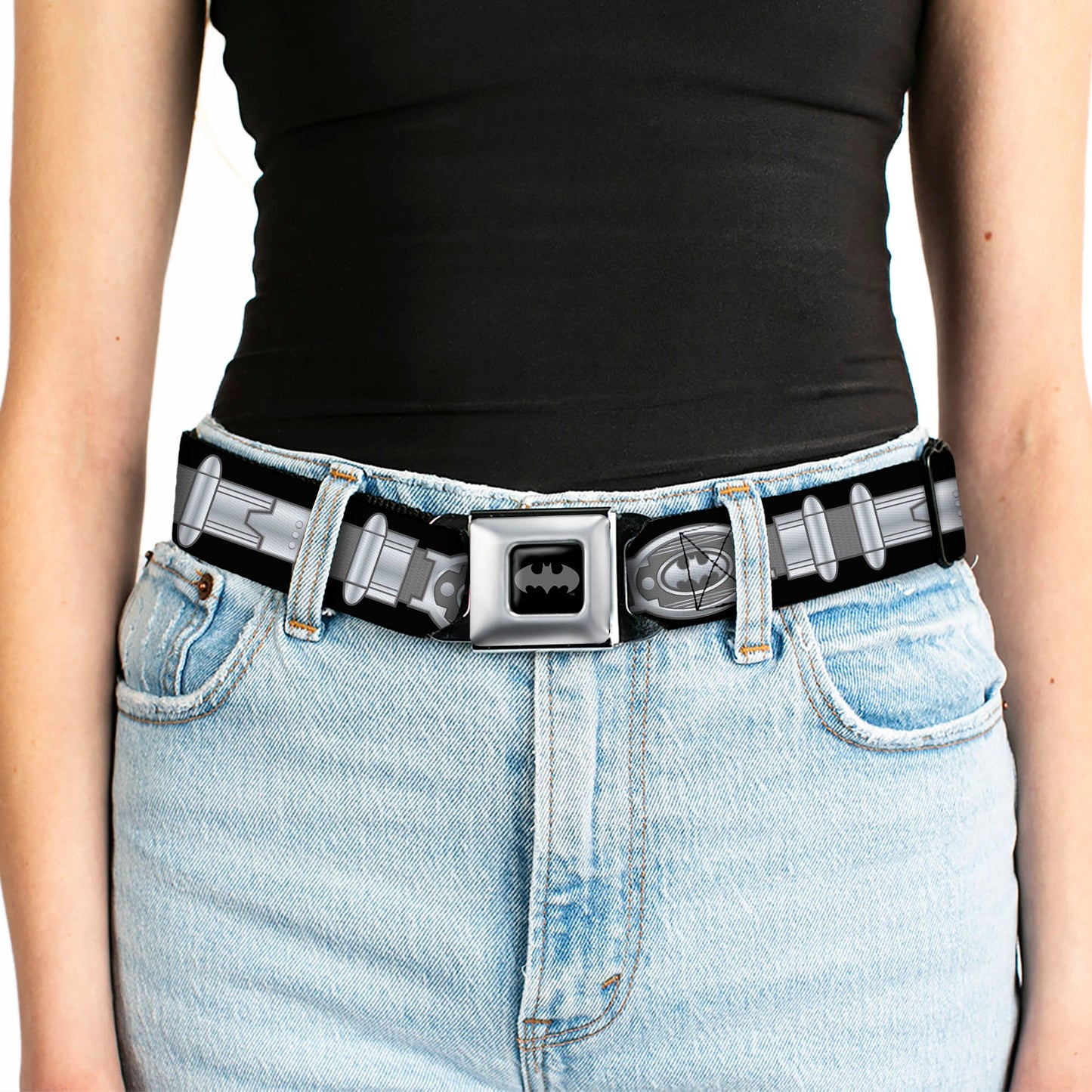 Batman Black Silver Seatbelt Belt