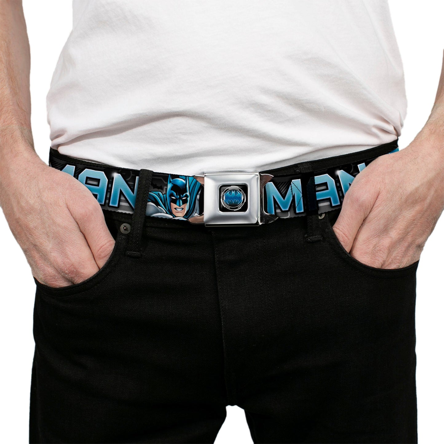 Bat Signal Full Color Black Gray Blues Seatbelt Belt