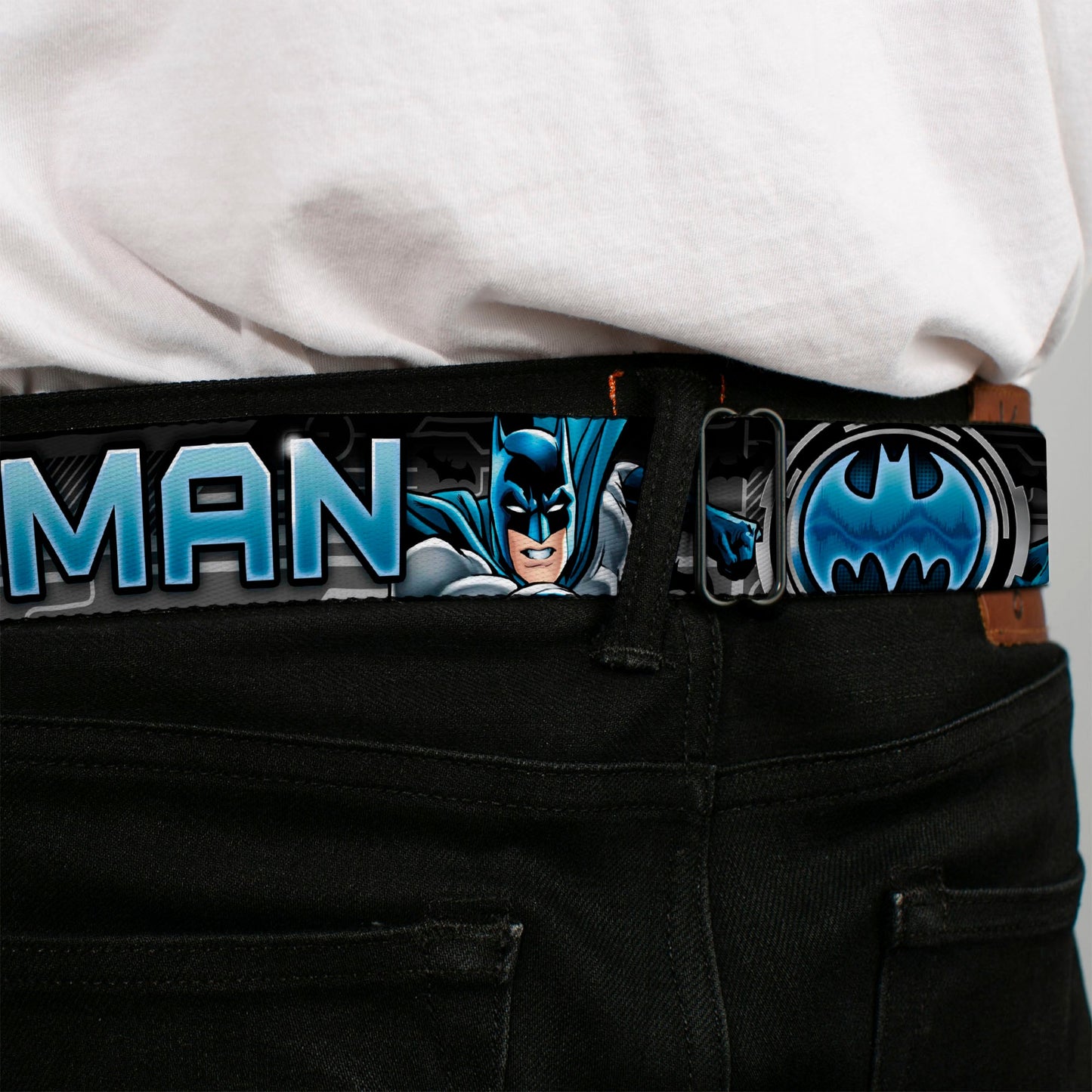 Bat Signal Full Color Black Gray Blues Seatbelt Belt