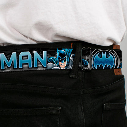 Bat Signal Full Color Black Gray Blues Seatbelt Belt