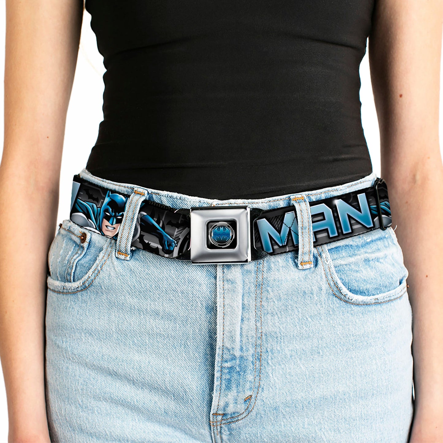 Bat Signal Full Color Black Gray Blues Seatbelt Belt