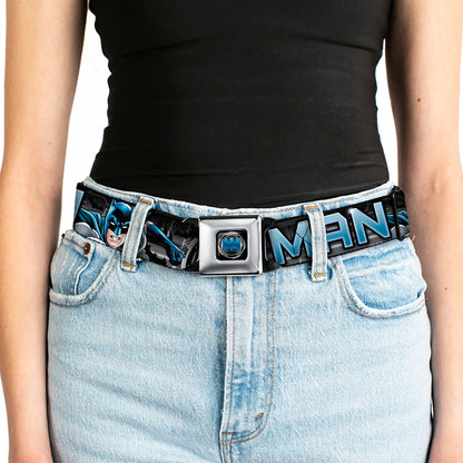 Bat Signal Full Color Black Gray Blues Seatbelt Belt