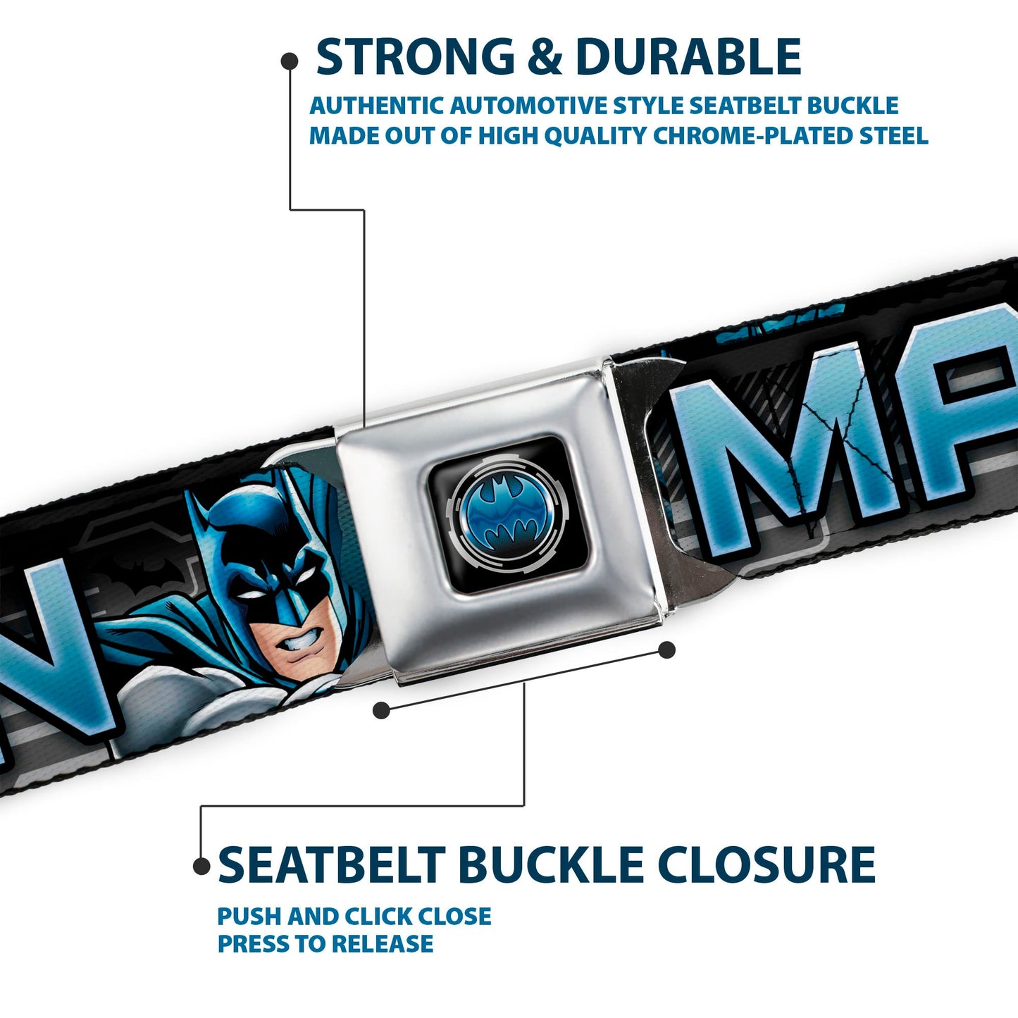 Bat Signal Full Color Black Gray Blues Seatbelt Belt