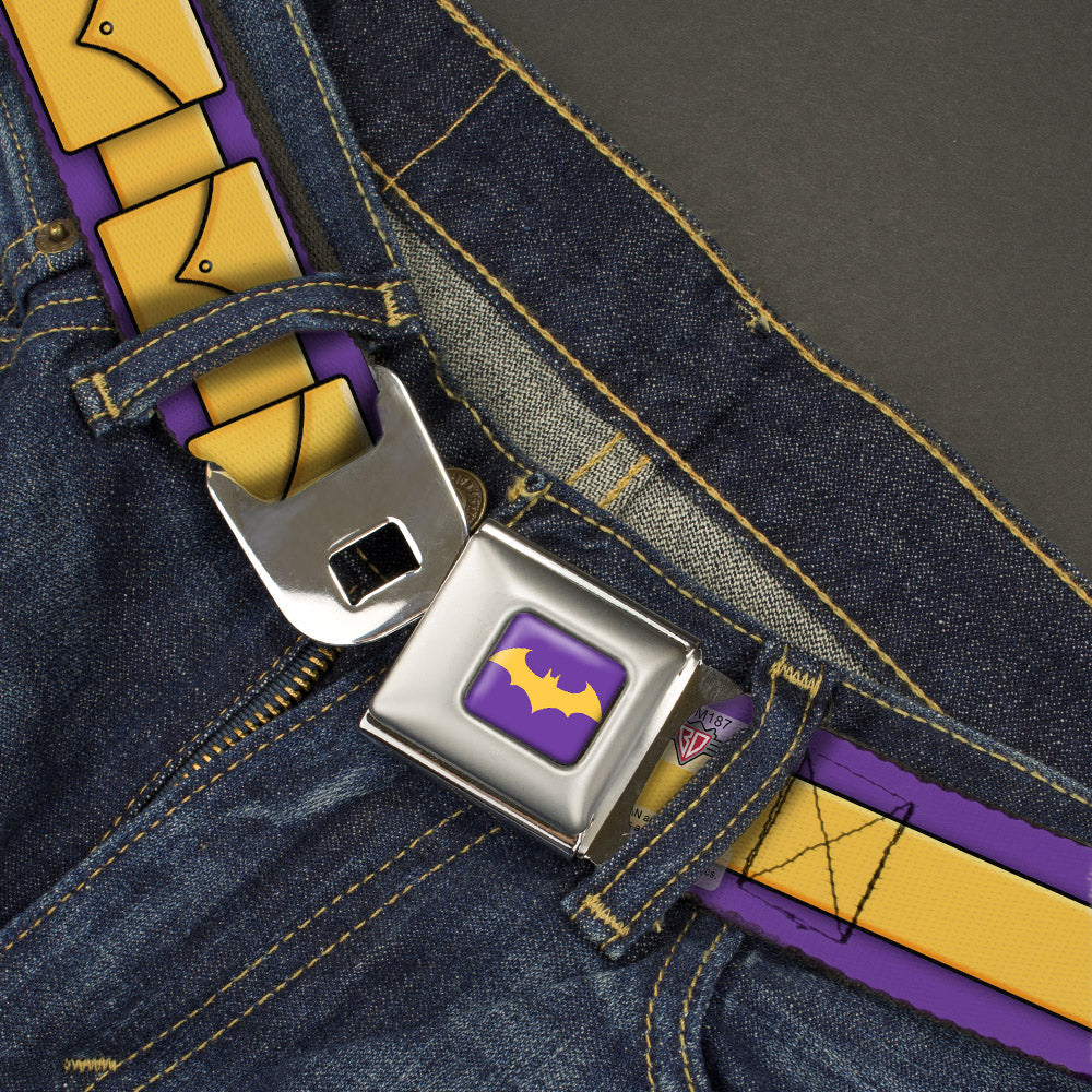 Batgirl Bat Logo Full Color Purple Gold Seatbelt Belt
