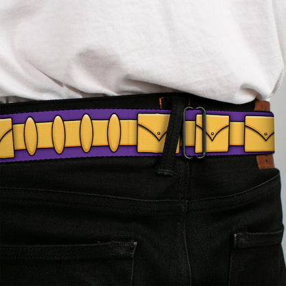 Batgirl Bat Logo Full Color Purple Gold Seatbelt Belt