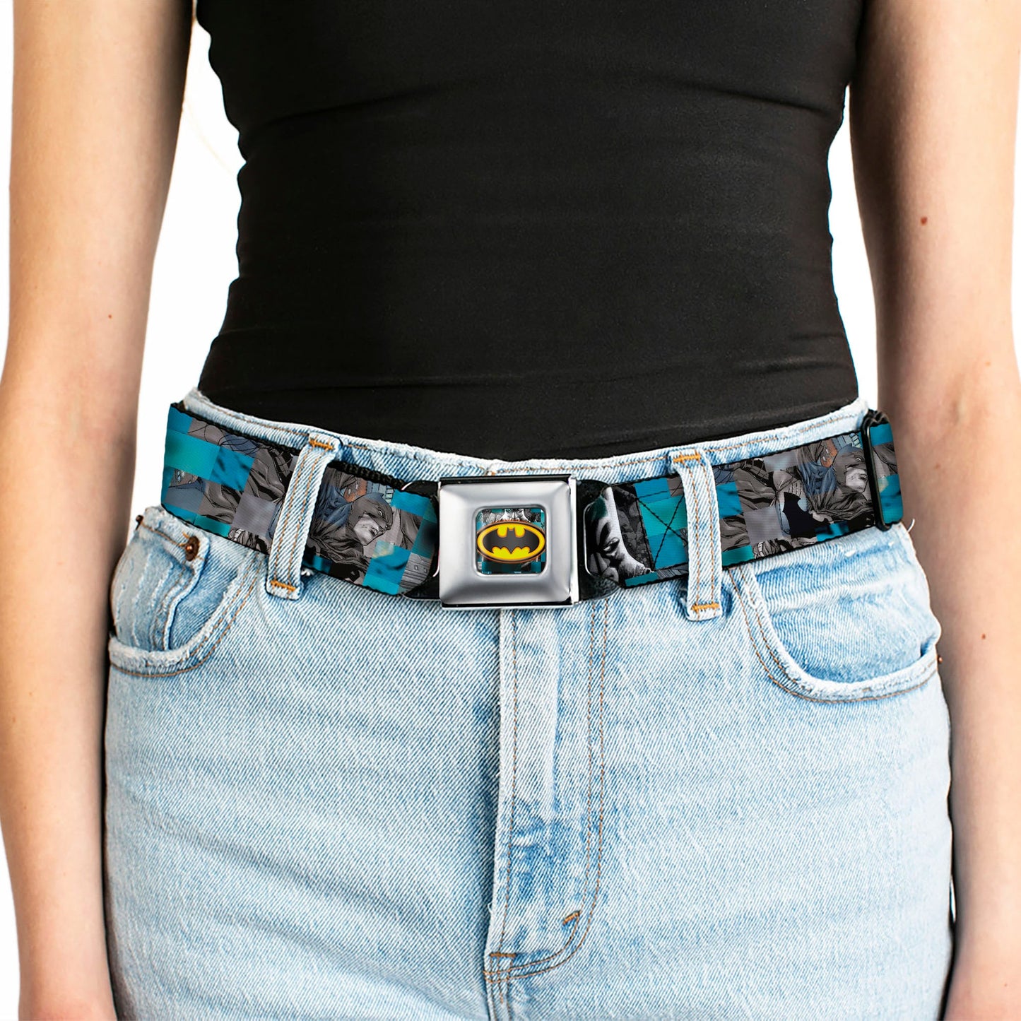 Batman Detective Comics Bat Shield Glow Checkers Seatbelt Belt