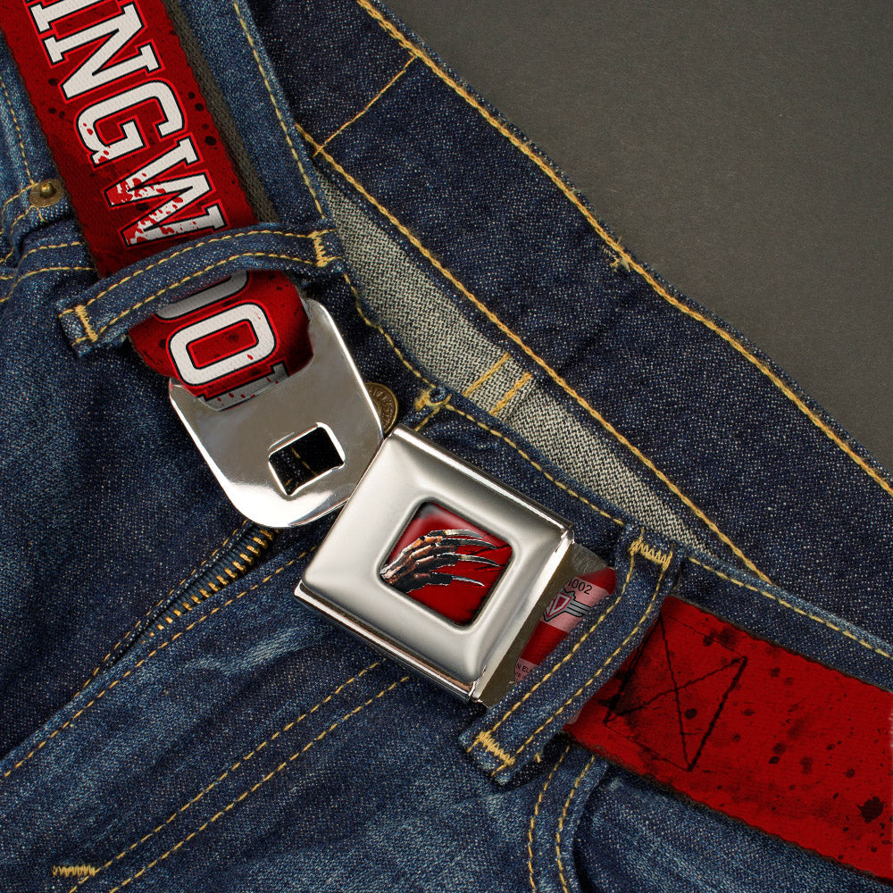 Nightmare On Elm Street Freddy's Blade Hand Blood Splatter Seatbelt Belt