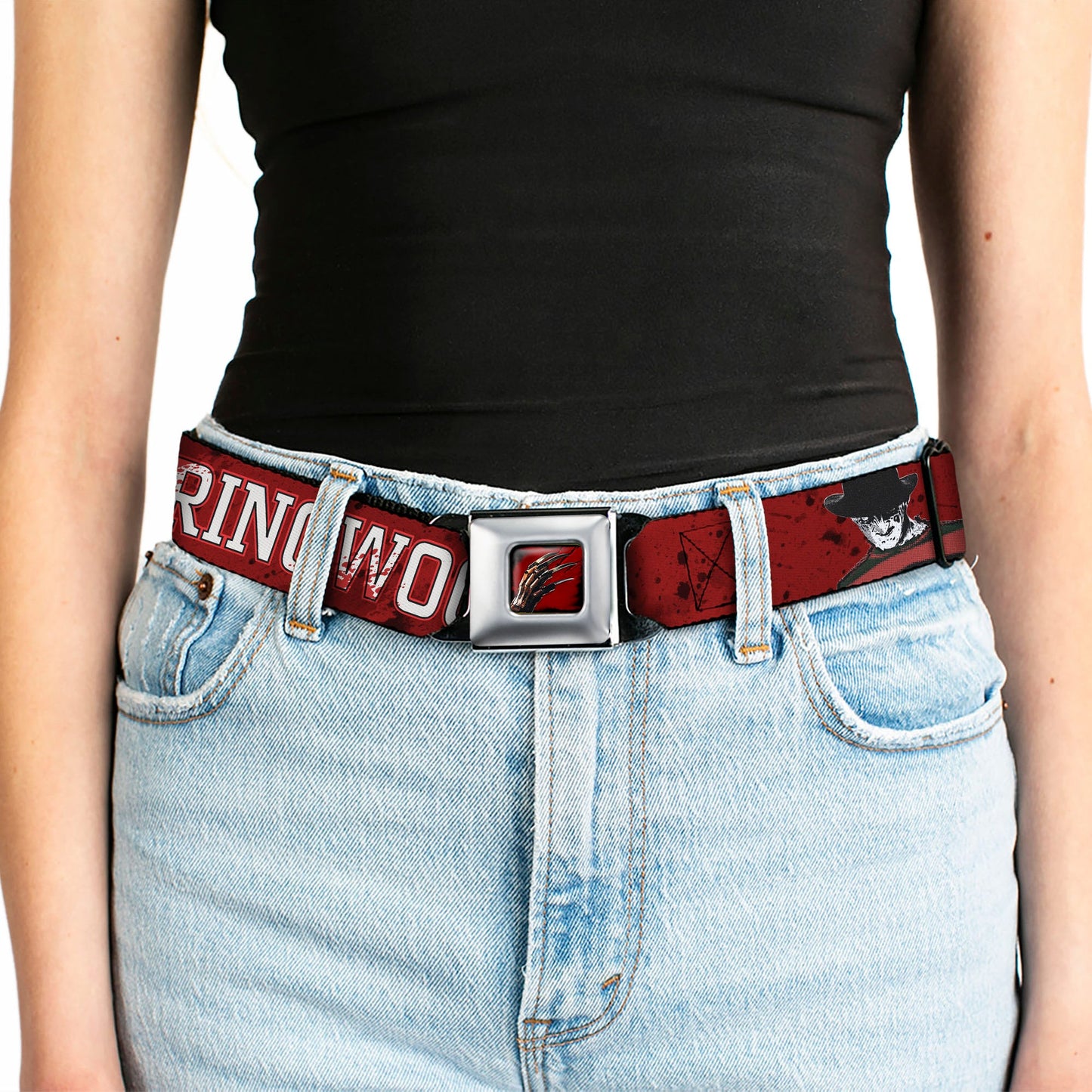 Nightmare On Elm Street Freddy's Blade Hand Blood Splatter Seatbelt Belt