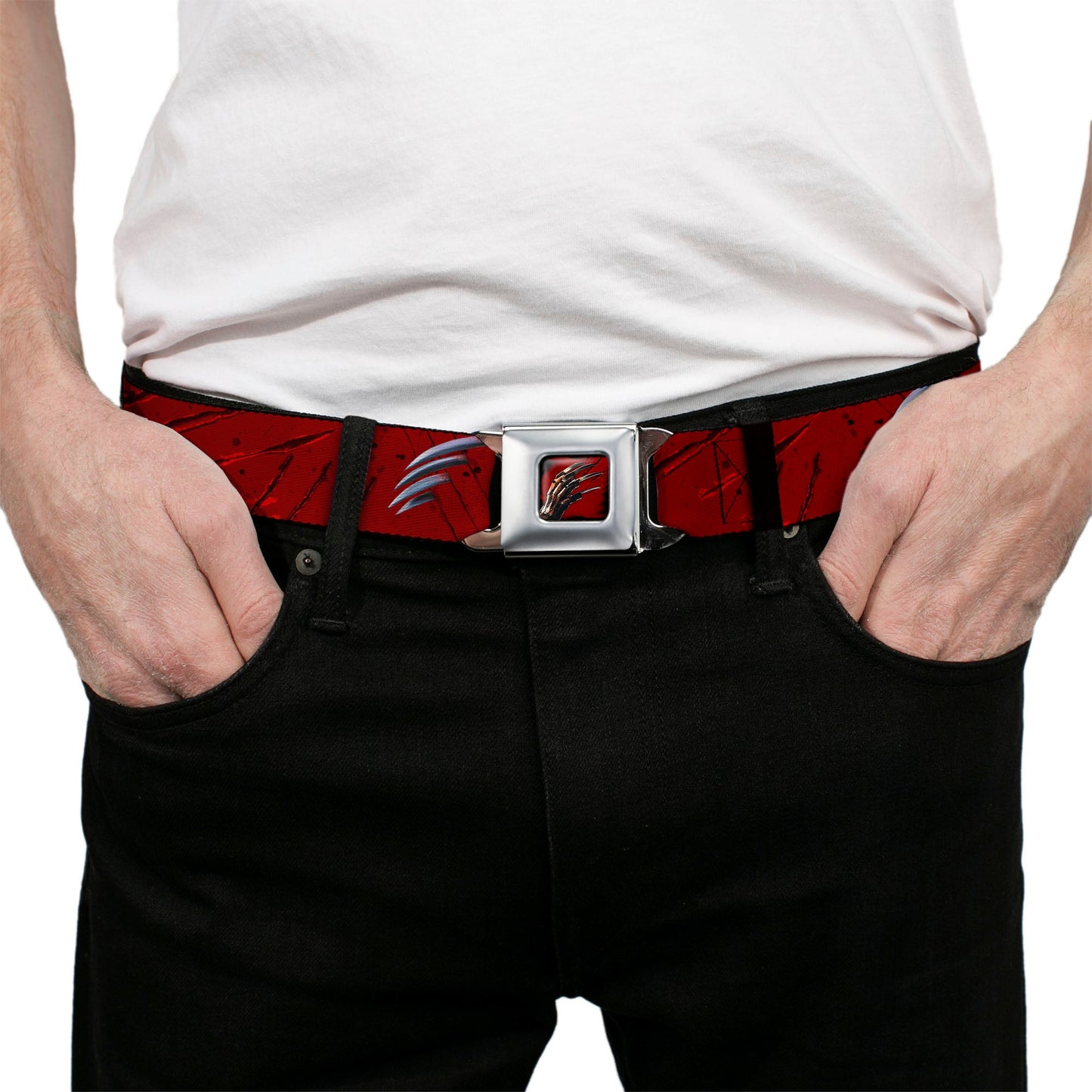 Friday The 13th Freddy Krueger Blade Hand Blood Splatter Seatbelt Belt