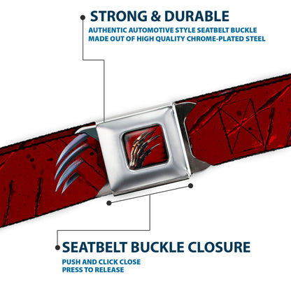 Friday The 13th Freddy Krueger Blade Hand Blood Splatter Seatbelt Belt
