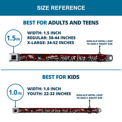 Nightmare On Elm Street Blood Splatter Reds Seatbelt Belt