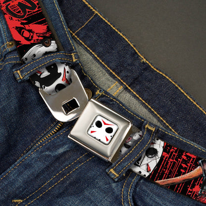 Friday Yhe 13th Jason Mask Blood Splatter Seatbelt Belt