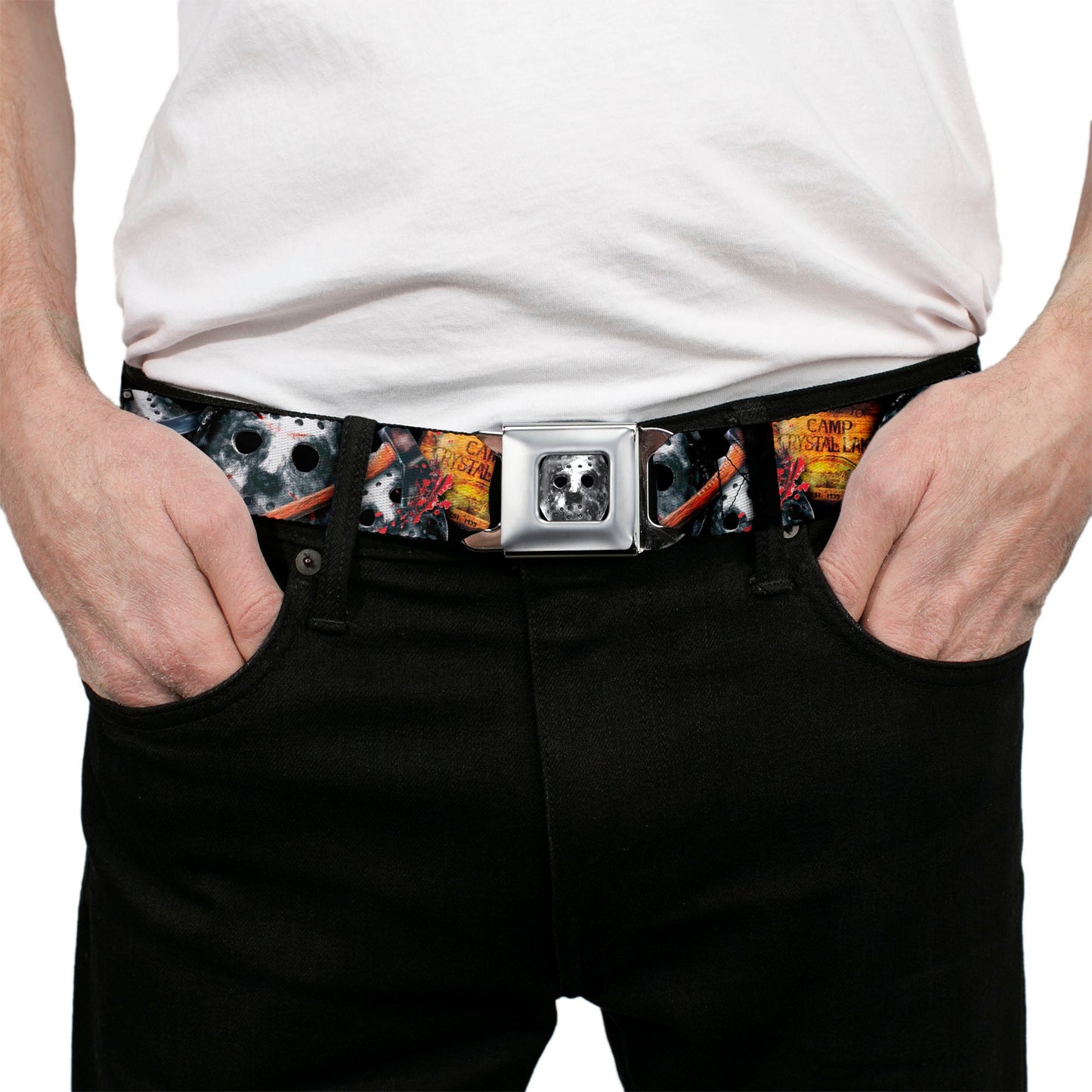 Friday The 13th Jason Mask Camp Crystal Seatbelt Belt